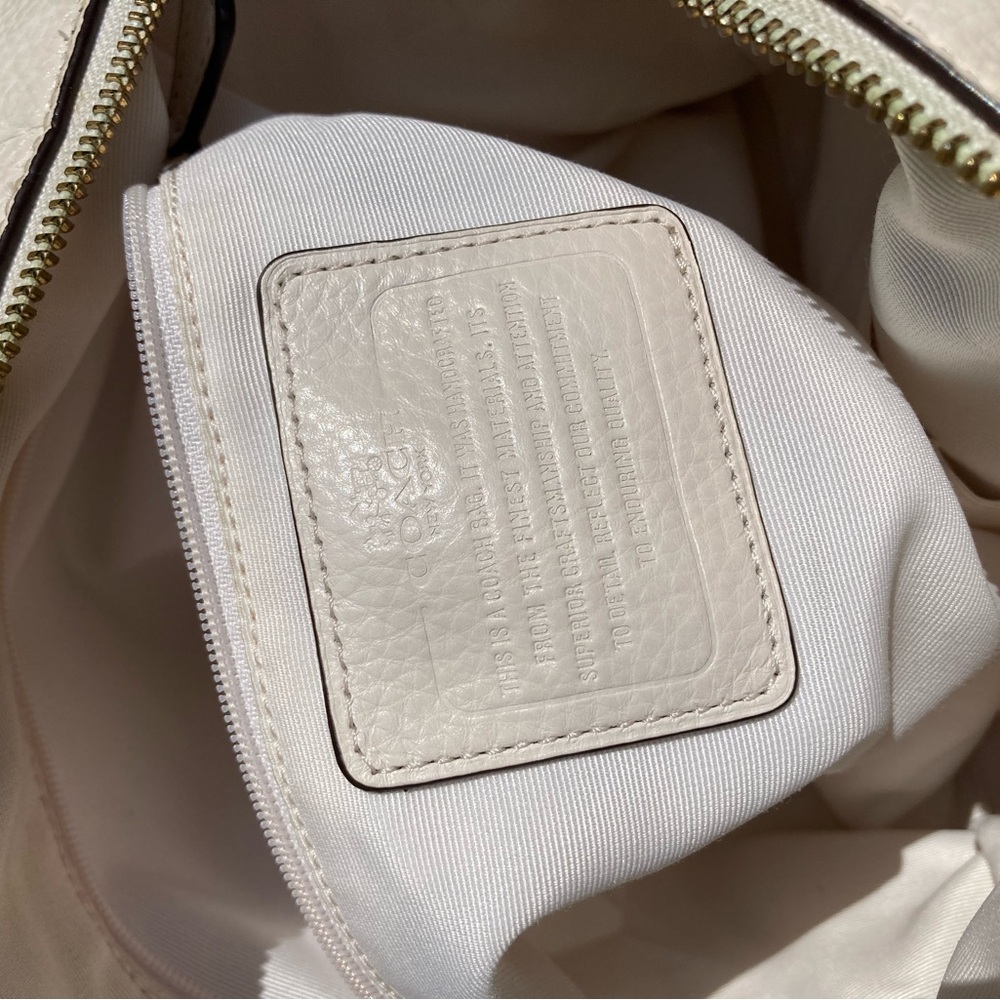 Coach Mini Bennett White Cream Chalk Color Soft Pebbled Leather Satchel Hand Bag - Picture 10 of 17
